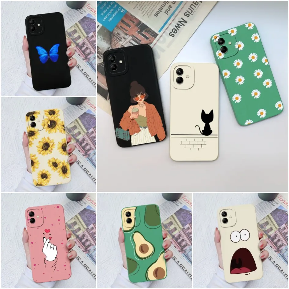 Case For Samsung Galaxy A04 A04e M04 Fashion Sunflower Shockproof Liquid Silicone Case Pretty Cover For Samsung A04 e Funda Capa