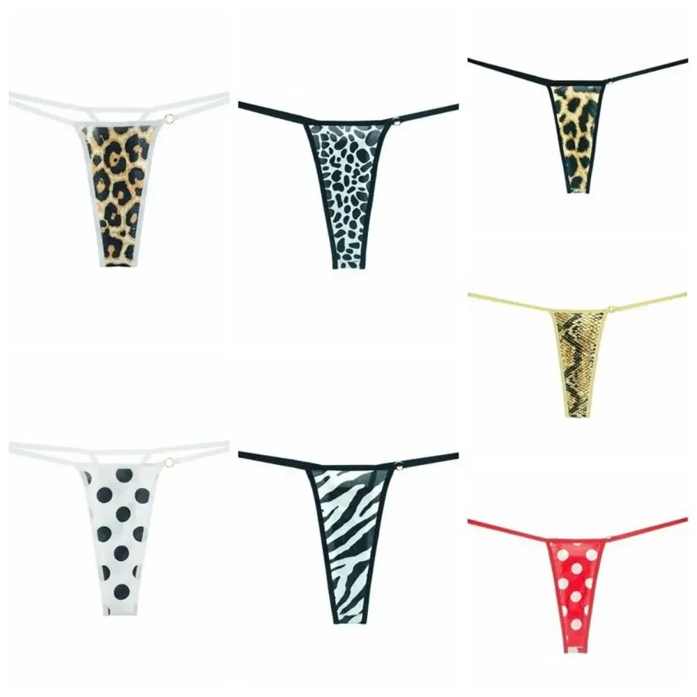 Lingerie Seamless Women Thongs Low Waist Dots T-back Briefs Underwear Thin Belt Leopard Panties Plus Size