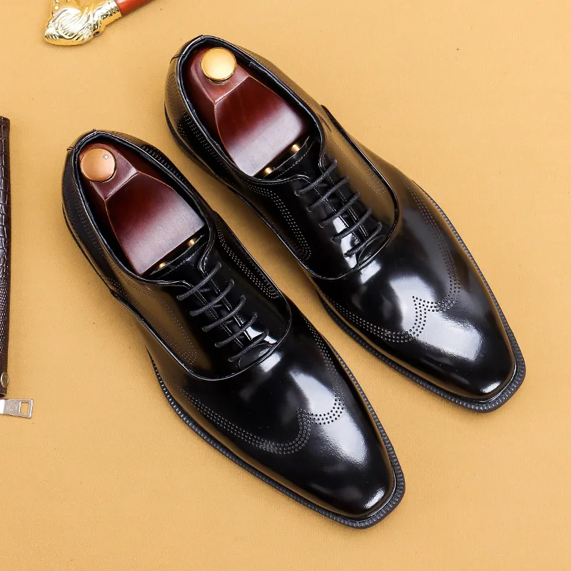 

Men'S Genuine Leather Vintage High Quality Shoes Luxury Classic Formal Dress Classic Elegant Italian Black Shoe