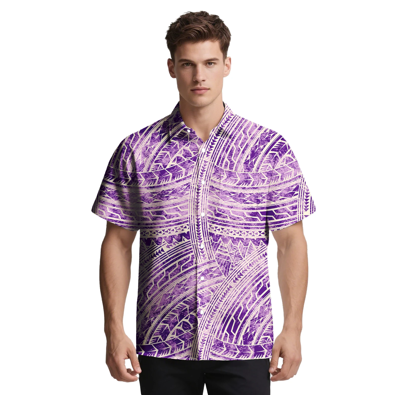 ساموا القبلية نمط شعار مخصص الملابس تابا العرقية تصميم مريح الرجال قميص البولينيزية زر قميص هاواي ألوها الرجال قميص #5