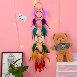Dream Catcher with lights kawaii feather rainbow room decor for girl kids aesthetic Ornaments wall Handmade Home Decoration