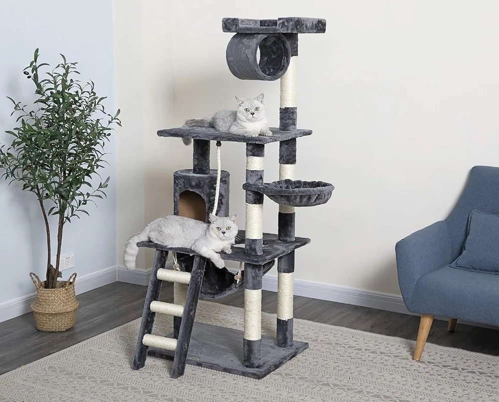 Imagem -05 - Classic Cat Tree Tower Kitty Condo Scratcher para Gatos de Interior com Sisal Posts Condomínio Escada Poleiro Macio 62