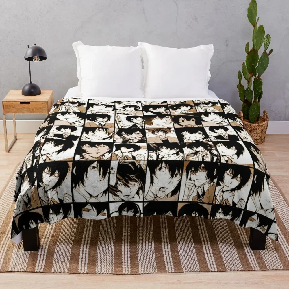 

Dazai osamu collage- manga color version Throw Blanket For Decorative Sofa Soft Beds Soft Plaid Blankets