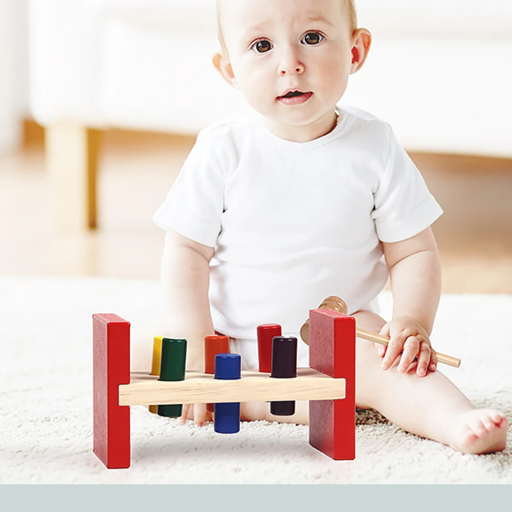 

Wooden Hammering Toy Pounding Table for Kids Montessori Learning Plaything Baby Hand-Eye Coordination Strengthen Hand Muscles