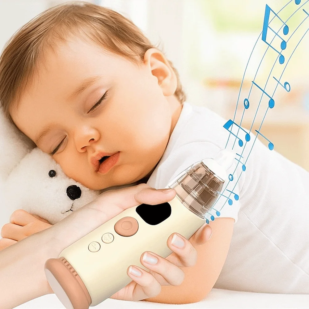 

USB Rechargeable Electric Nasal Aspirator Adjustable Suction Low Noise Baby Nasal Cleaner Built in Lights Music