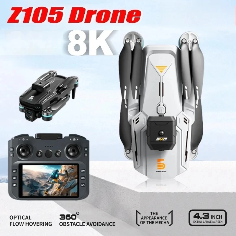 Original Z105 Drone GPS Brushless 4.3 Big Screen Remote 4K HD Camera Optical Flow 360 Obstacle Avoidance Mecha Quadcopter Toys