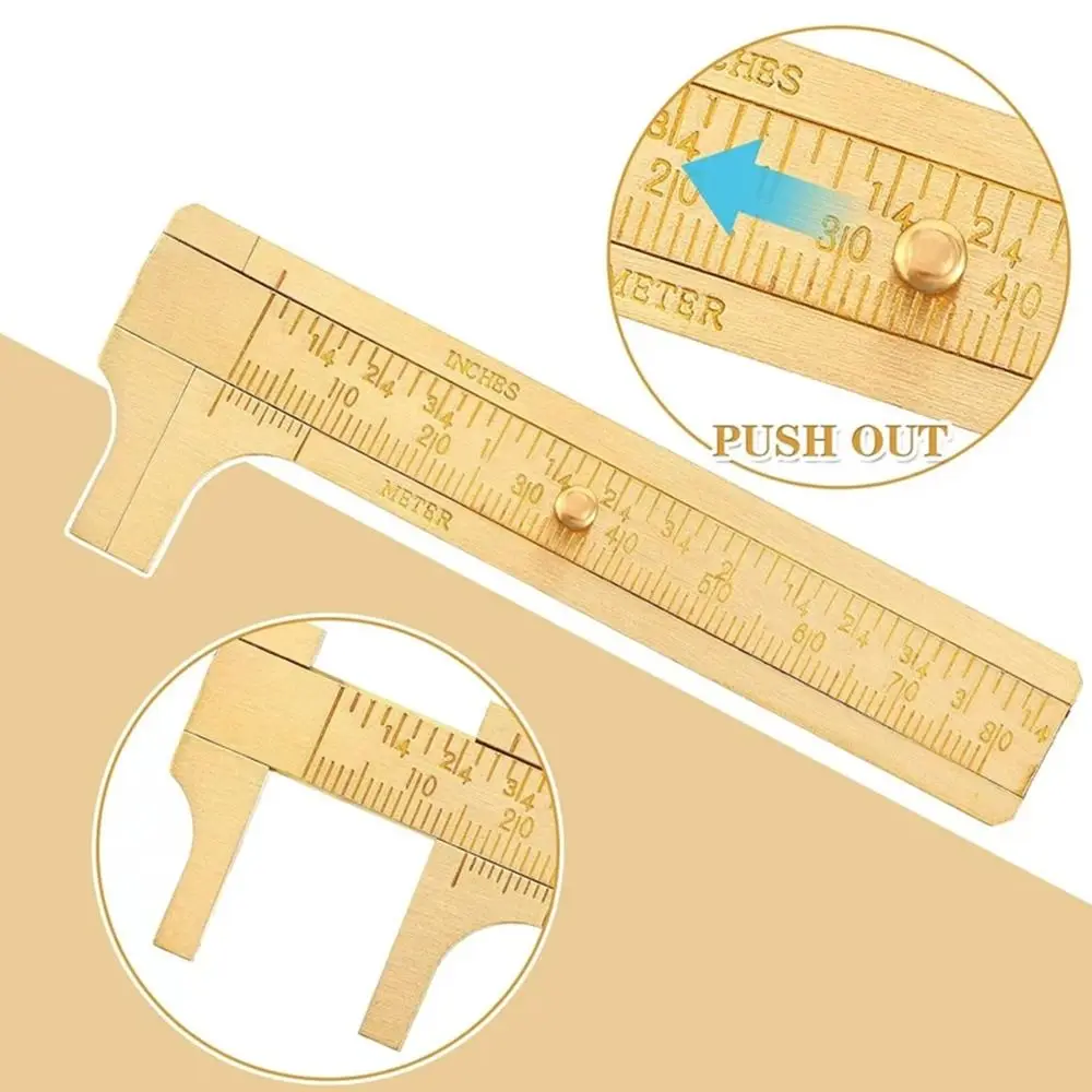 1Pcs Durable 80/100mm Brass Vernier Caliper Pocket Size with Metric Imperial Scale Slide Gauge Ruler mm/inch Mini Measuring Tool
