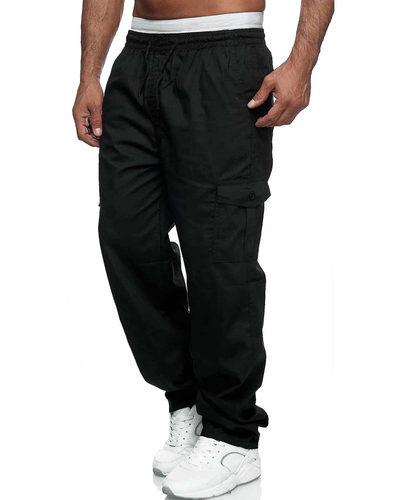 

Picklion Mens Casual Cargo Pants Joggers Elastic Waist Stretch Drawstring Relaxed Fit Hiking Trousers with Multi Pock