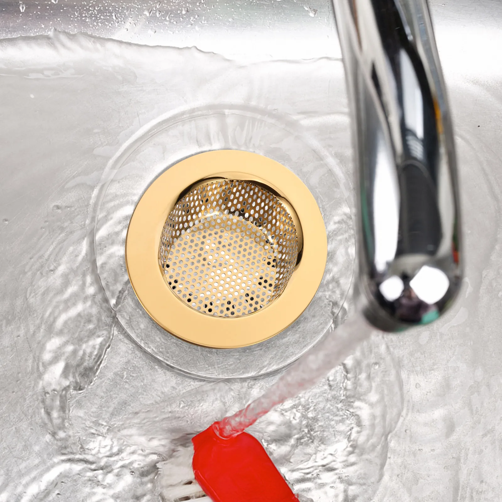 

1 Set Of Durable Stainless Steel Sink Plug Kitchen Sink Filter Sink Strainer Bathroom Drain Basket Water Stopper