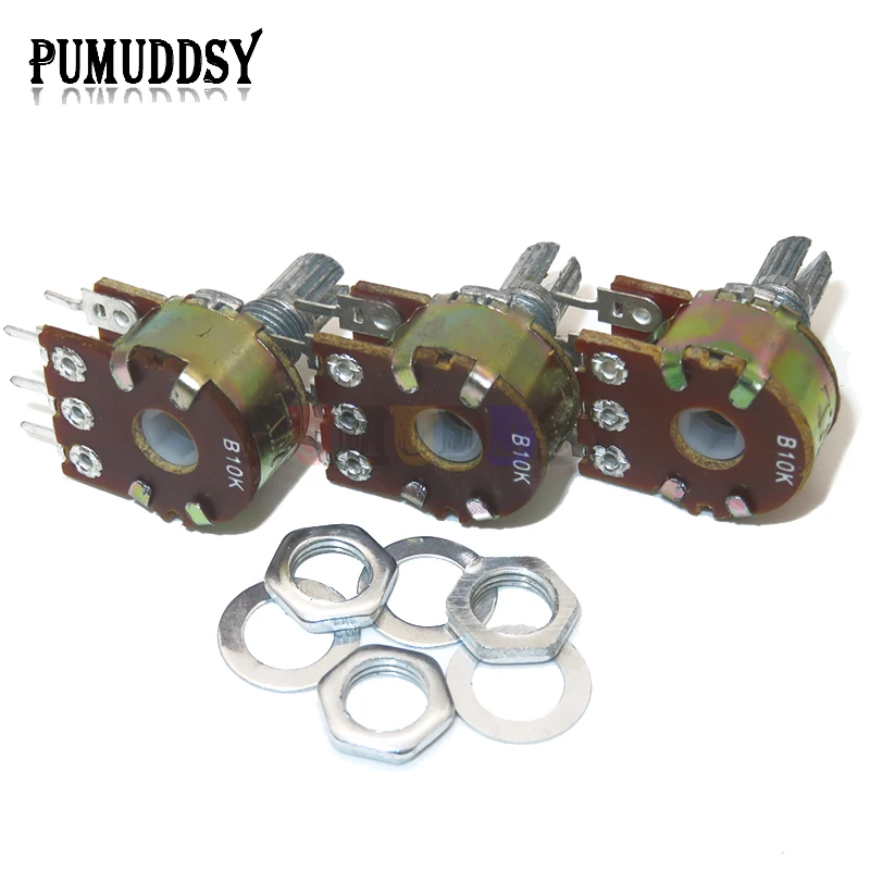 5PCS WH148 B1K B2K B5K B10K B20K B50K B100K B500K 6Pin Shaft  Amplifier Dual Stereo Potentiometer 1K 2K 5K 10K 50K 100K 500K