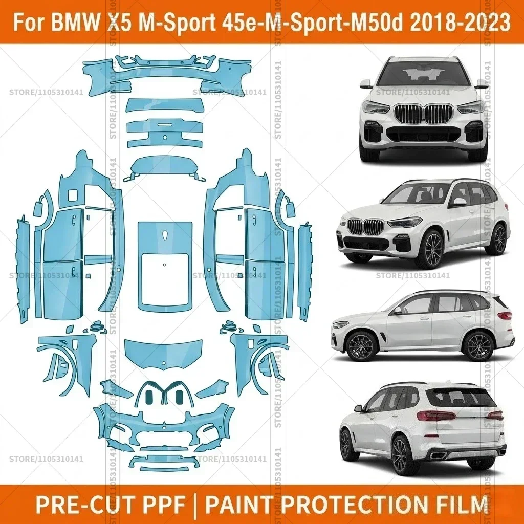 

Pre-Cut Paint Protection Film PPF Transparent Bumper Protector Clear Bra Car Film For BMW X5 M-Sport 45e-M-Sport-M50d 2018-2023