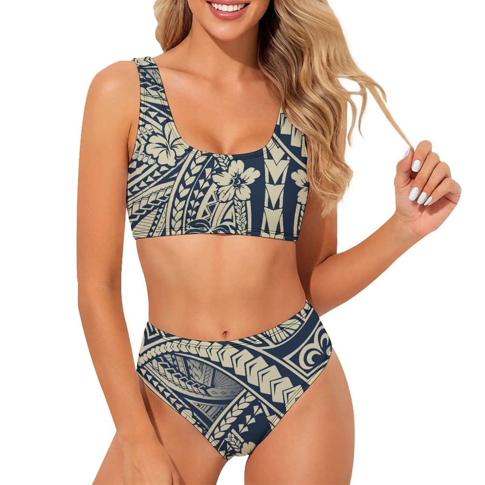 2026 Custom Polynesian Women'S Comfortable And Conservative Swimwear Set Beach Vacation Sporty Style Women'S Bikini