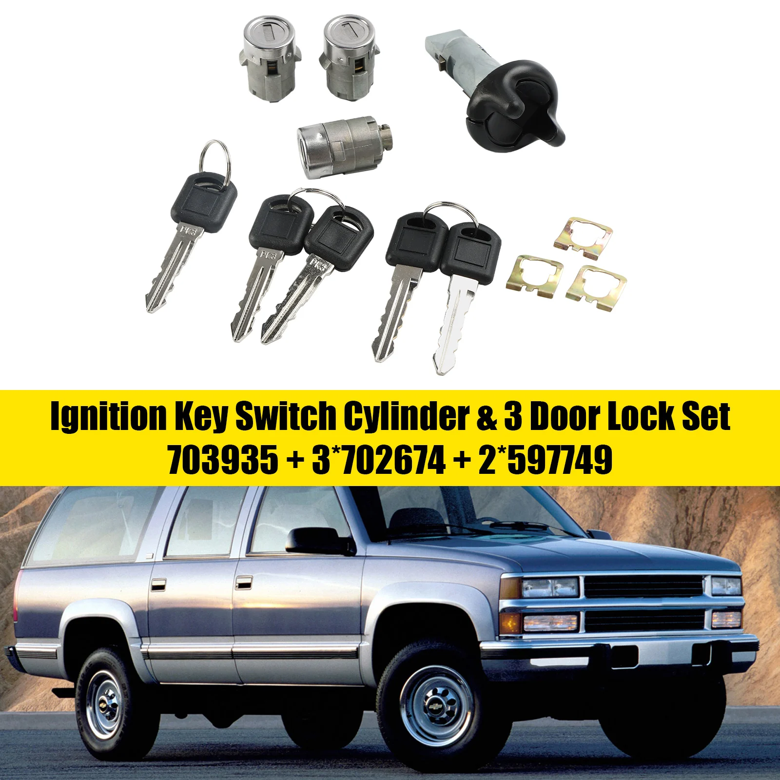 

Artudatech Ignition Switch Cylinder & 3 Door Lock Set W/2 Keys For Suburban Tahoe 98-1999 Car Accessories