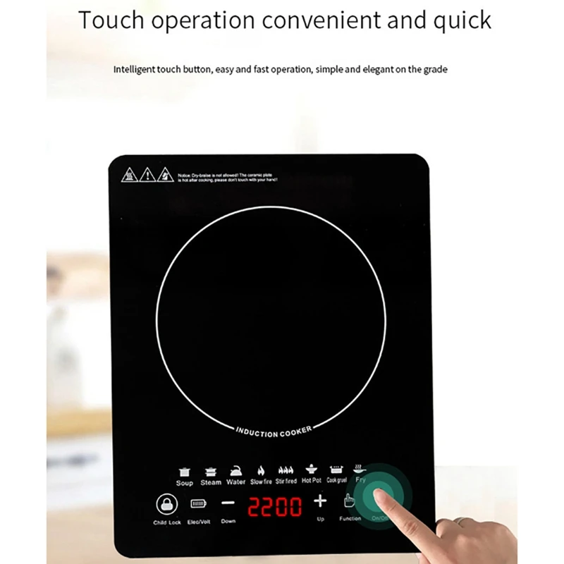 【Popular】Portable Induction Cooktop 8Temp Touch Burner Cooker Countertop Burner Induction Hotplate Low Noise 2200W Sensor