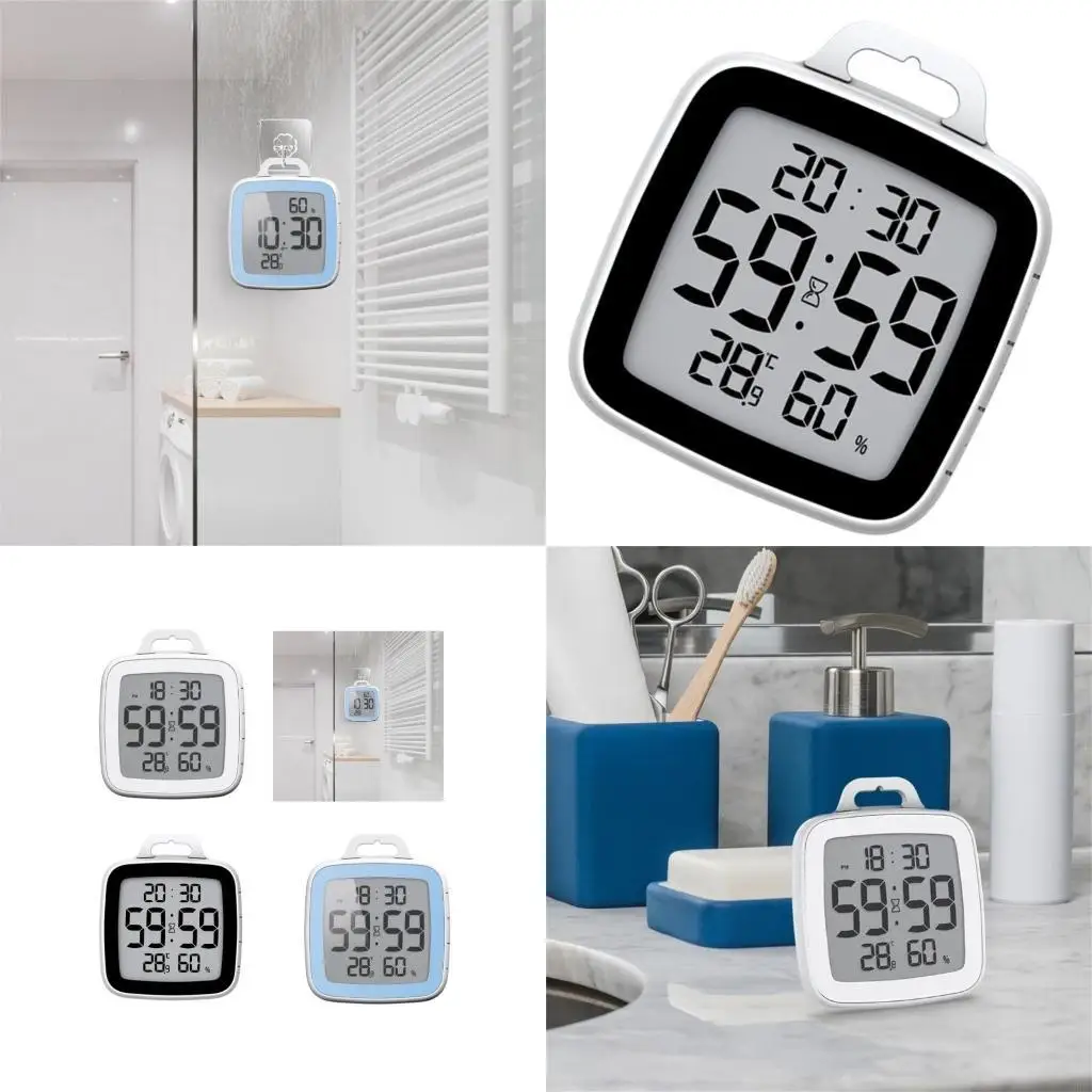 

Waterproof Bathroom Clock With Countdown Timer, Humidity & Temperature Monitors