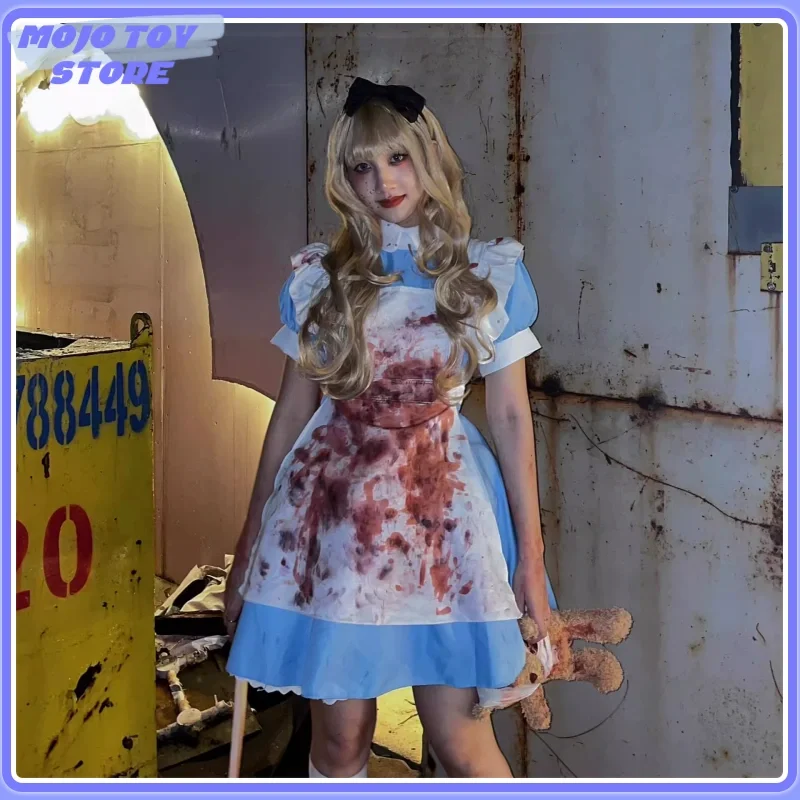 Alice’S Adventures In Wonderland Movie Peripheral Halloween Bloody Cosplay Costume Lolita Cute Horror Wonderland Maid Dress