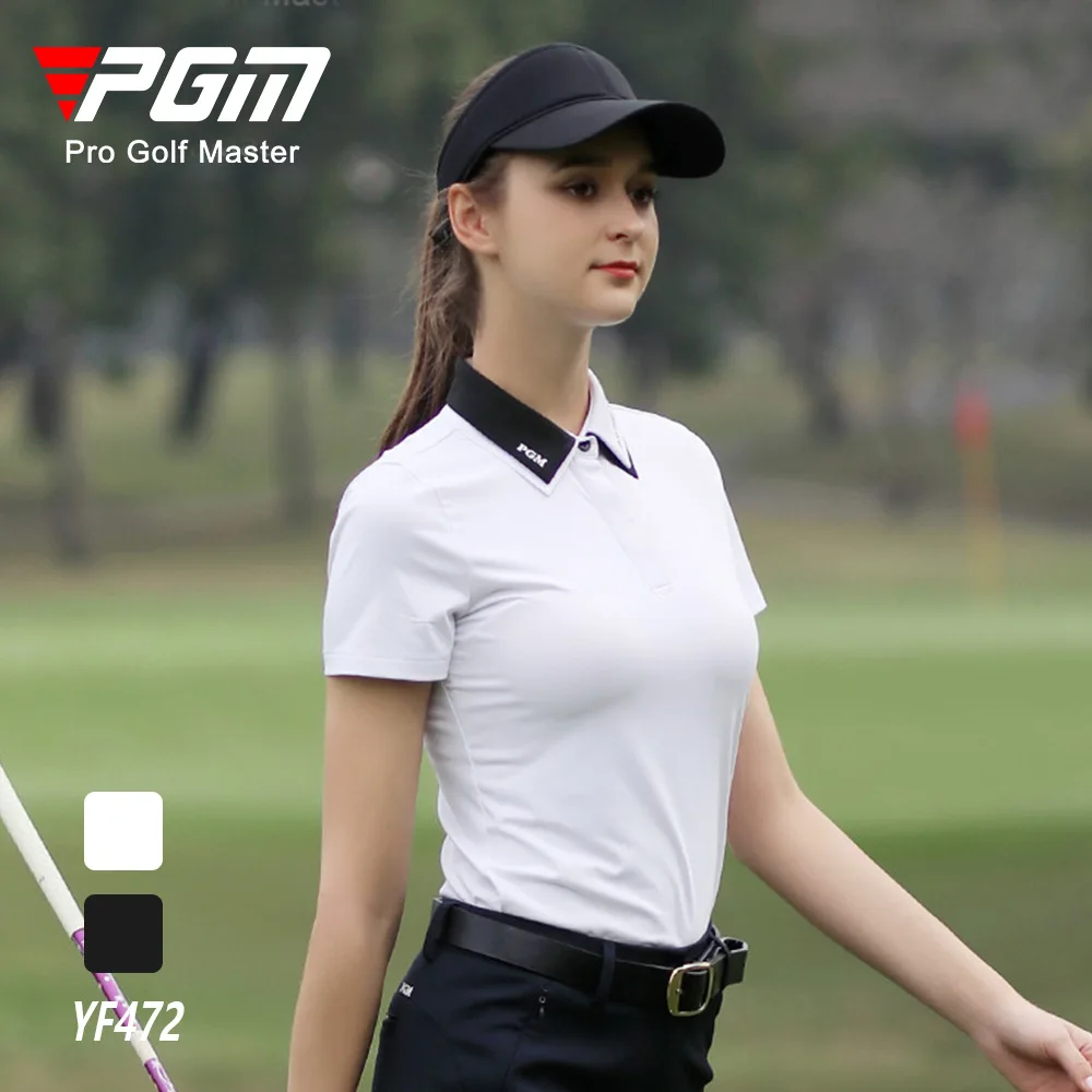 

PGM Summer Women Golf Short-Sleeved T Shirt Ladies Shirts Sports Slim Clothes Quick-Dry Breathable Golf Tennis Clothing YF472