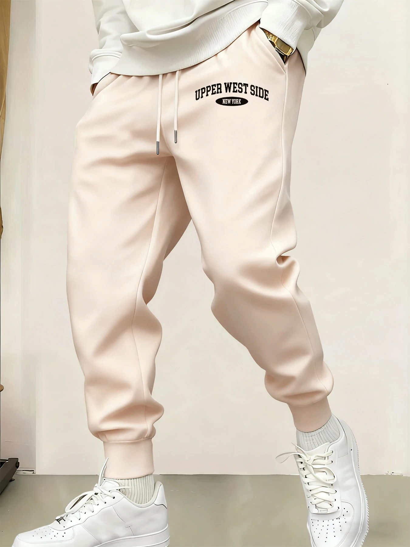 

Creative Upper West Side New York Print Male Fleece Autumn Drawstring Pants Jogging Casual Sweatpants Fashion Versatile Trousers