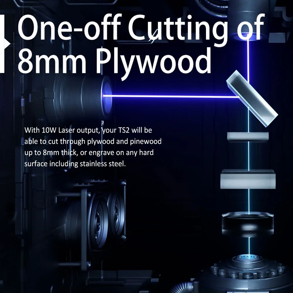 TwoTrees TS2 80W grawer laserowy CNC automatyczne ustawianie ostrości sterowanie Wi-Fi maszyna do cięcia laserowego drewna 450x450mm z systemem