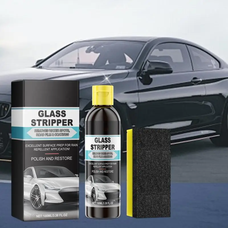 Front Windshield Clean Degreaser Anti-Fog 100ml Car Windshield Stains Remover Rainproof Remover With Sponge For Bird Droppings