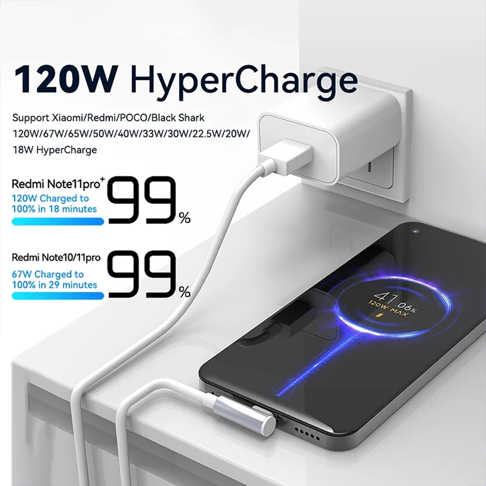 كابل شحن فائق السرعة 6A 120 وات لهاتف Xiaomi Mi 13 12 11 Pro Ultra USB C كابلات Redmi Note 12 Turbo 11 10 Pro Poco X5 Pro