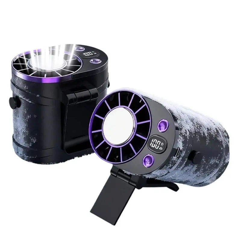 AT28-LED Display Fan Clip For Air Conditioner Fan, Waist-Hanging Design, Portable Mini Cooling System For Outdoor Workers Black