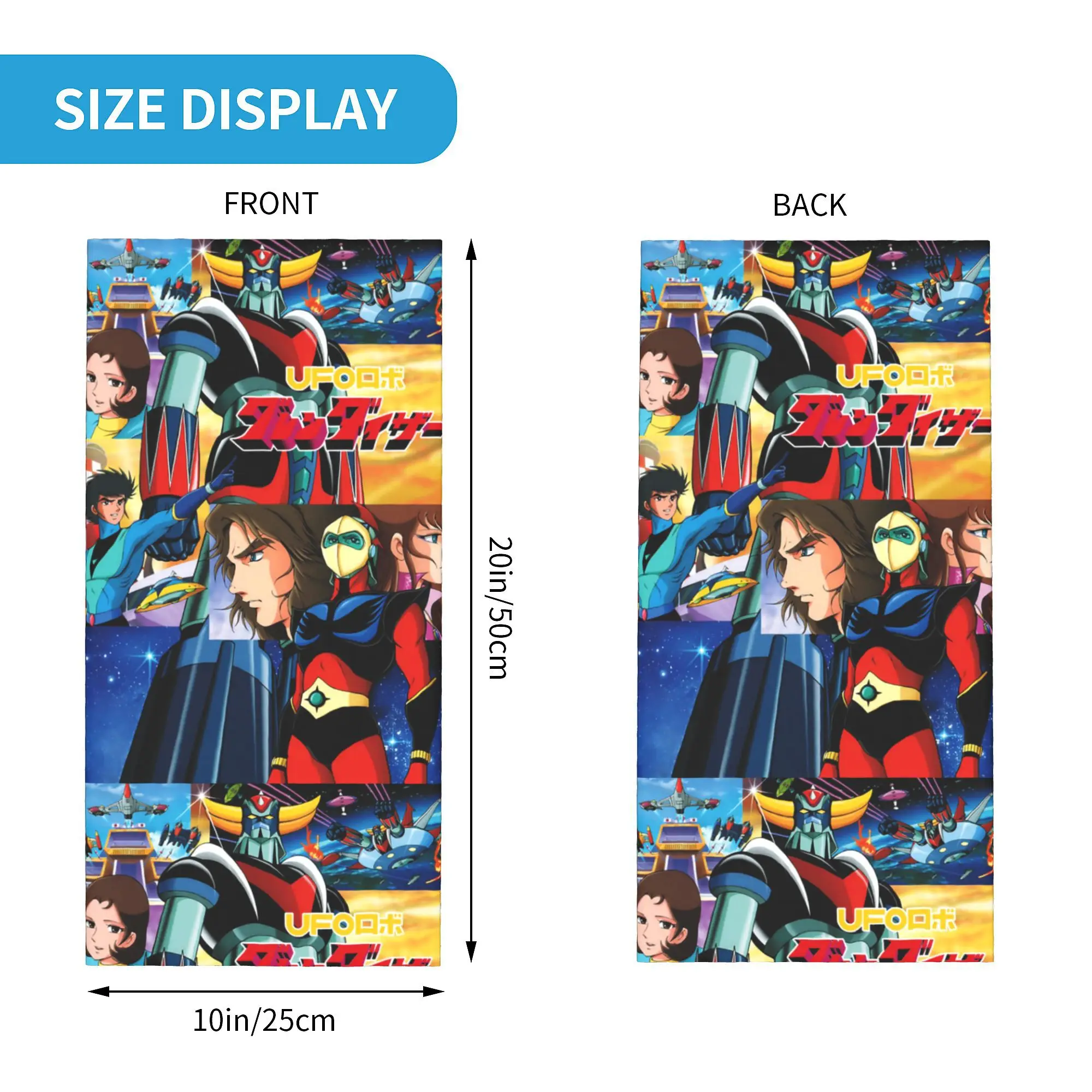 Custom Mazinger Z Anime Grendizer Bandana Neck Gaiter Windproof Face Scarf Cover Women Men  Headband Tube Balaclava