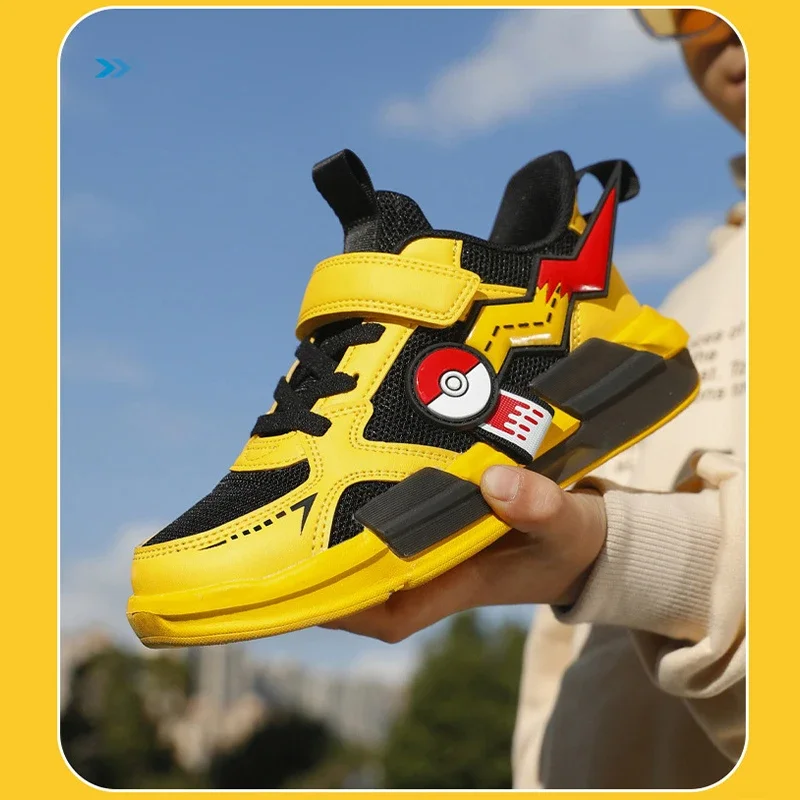 Pikachu Children Sports Shoes Spring and autumn Fashion Anime Boy Sneakers Student Breathable Non-slip Running Shoe