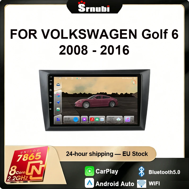 Srnubi Car Android 14 Carplay Android Auto pour Volkswagen VW Golf 6 MK6 2008-2016 Autoradio Stéréo Wifi Lecteur Multimédia Vidéo