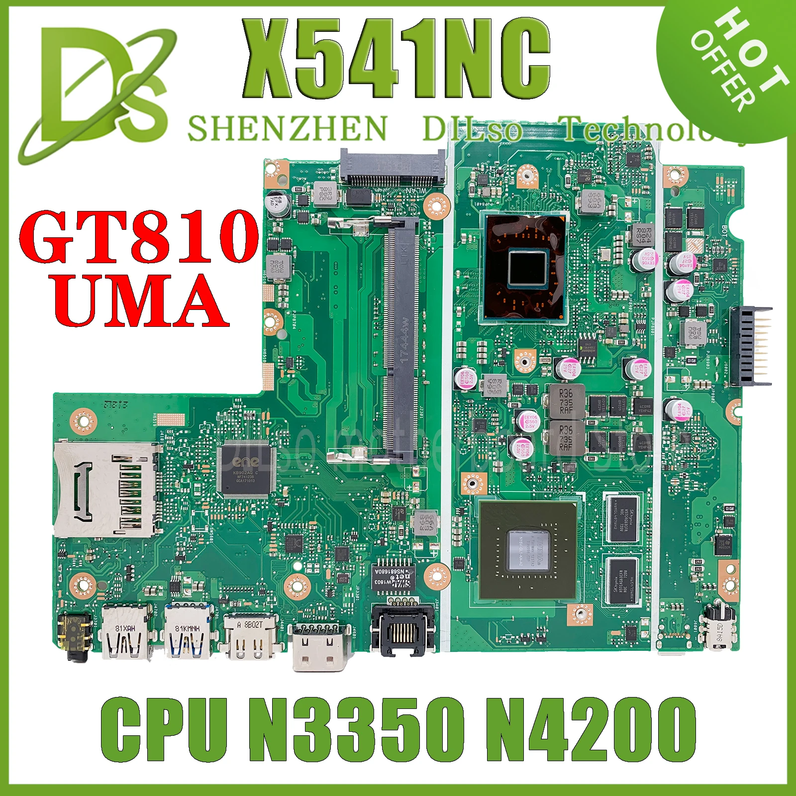 EllFU-Carte mère d'ordinateur portable pour ASUS, X541NC, X541N, A541NA, A541NC, R541N, F541N, N4200, N3350, GT810M, UMA, 100% Test