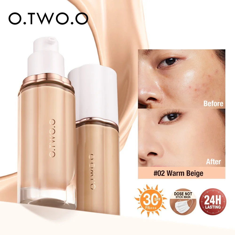 Wholesale O.TWO.O Liquid Foundation Cream for Face 30ml High Coverage Makeup Base SPF30 Waterproof Concealer Makeup Foundation