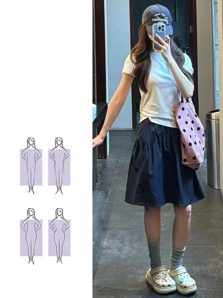 

High Waist A-Line Skirt Japanese Sle Spring Summer New College Wind Women's Faion Commute f Body Skirts