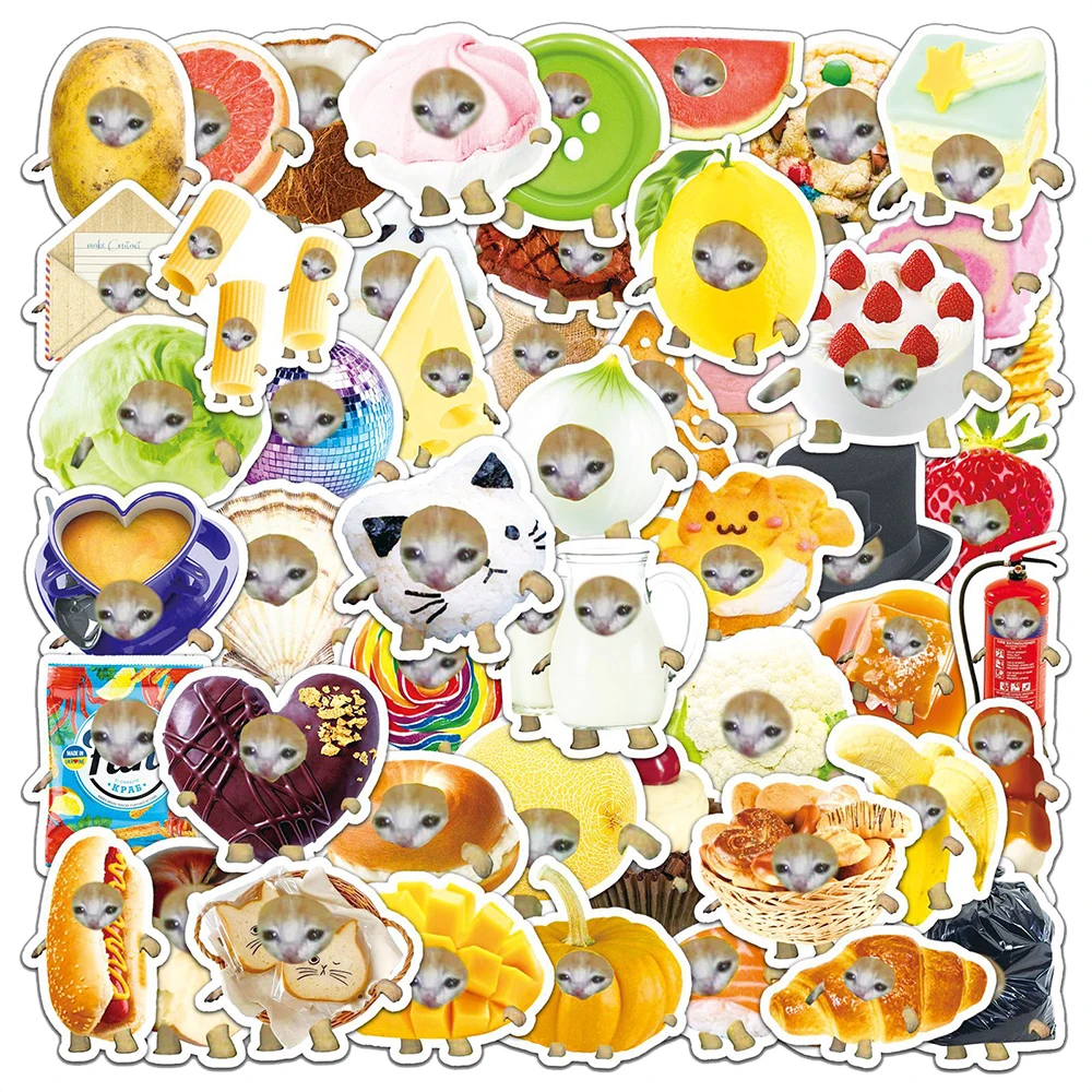 

10/30/50pcs Cute Cartoon Food Cat MEME Stickers Decal Laptop Travel Luggage Scrapbook Funny Waterproof Graffiti Sticker Kid Toys