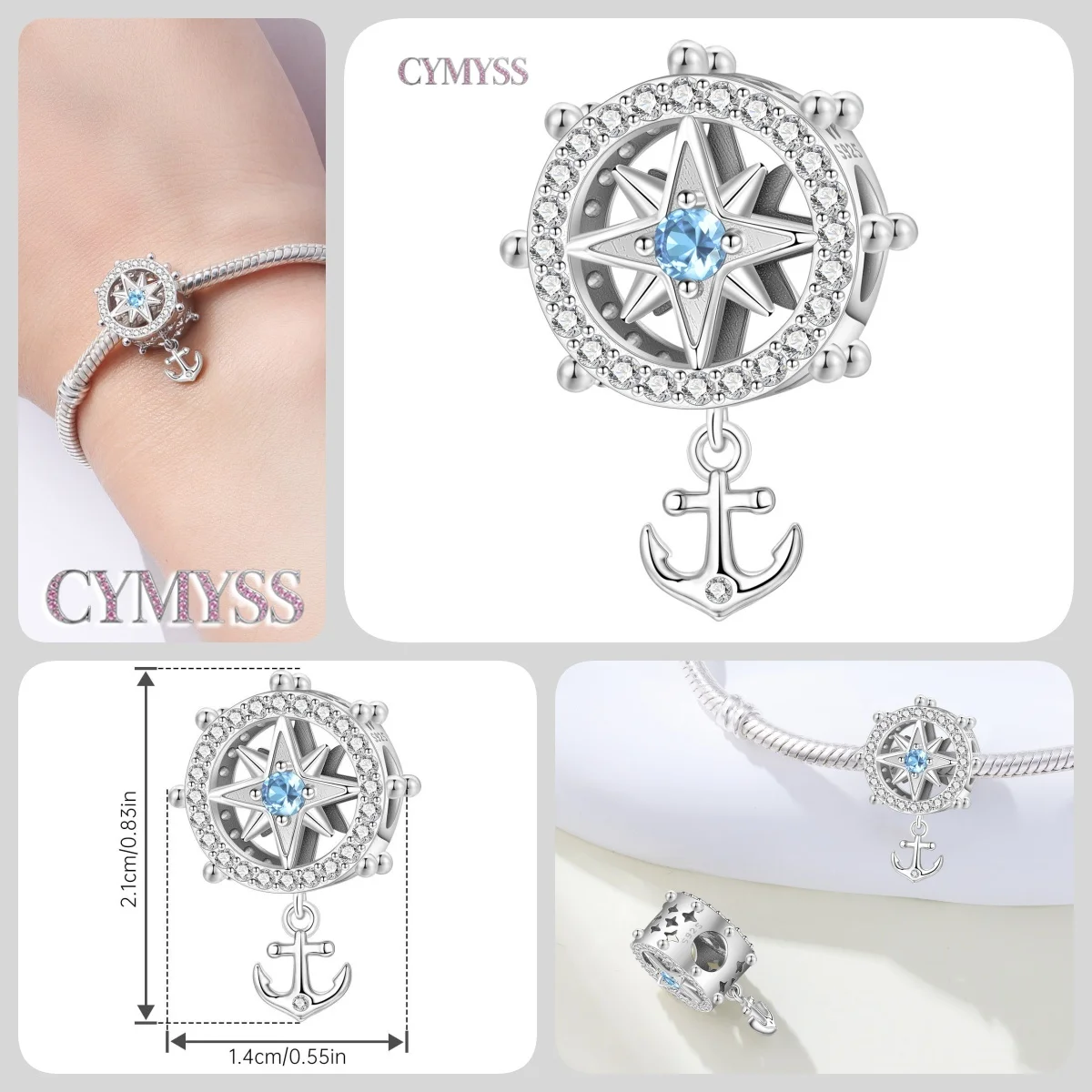 Blauer Charm, 925er Sterlingsilber, Ozeanperlen, Betta-Fisch-Anhänger, Geburtstagsfeier, Geschenk für Frauen, Armband, Halskette, DIY-Perlen, Schmuck – Detail 37