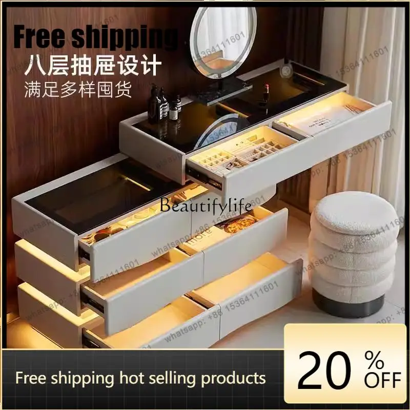 JJ Light luxury dresser, simple modern cream style makeup table, chest, dresser integrated