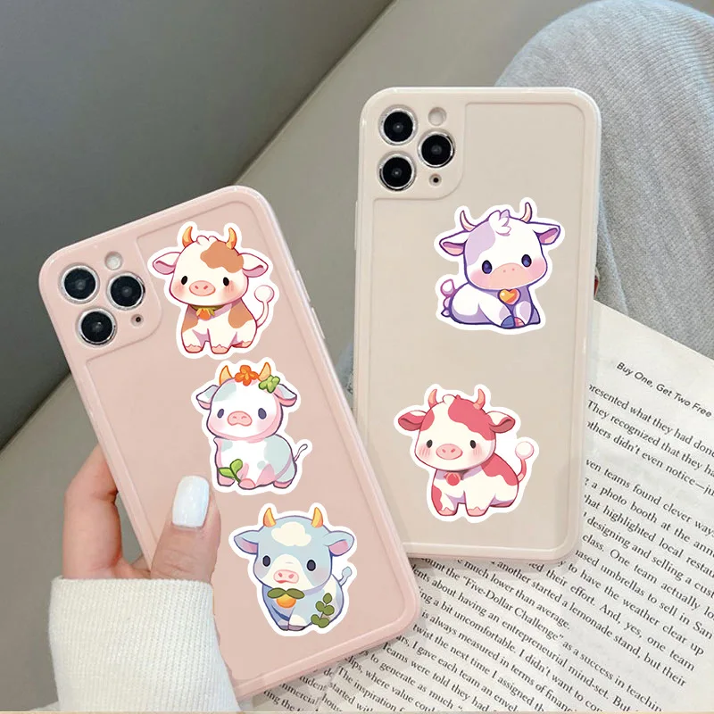 10/30/50PCS Cartoon Rainbow Cow Stickers animali Kawaii per bagagli da viaggio fai da te chitarra frigorifero Laptop Graffiti Sticker Kid decalcomanie