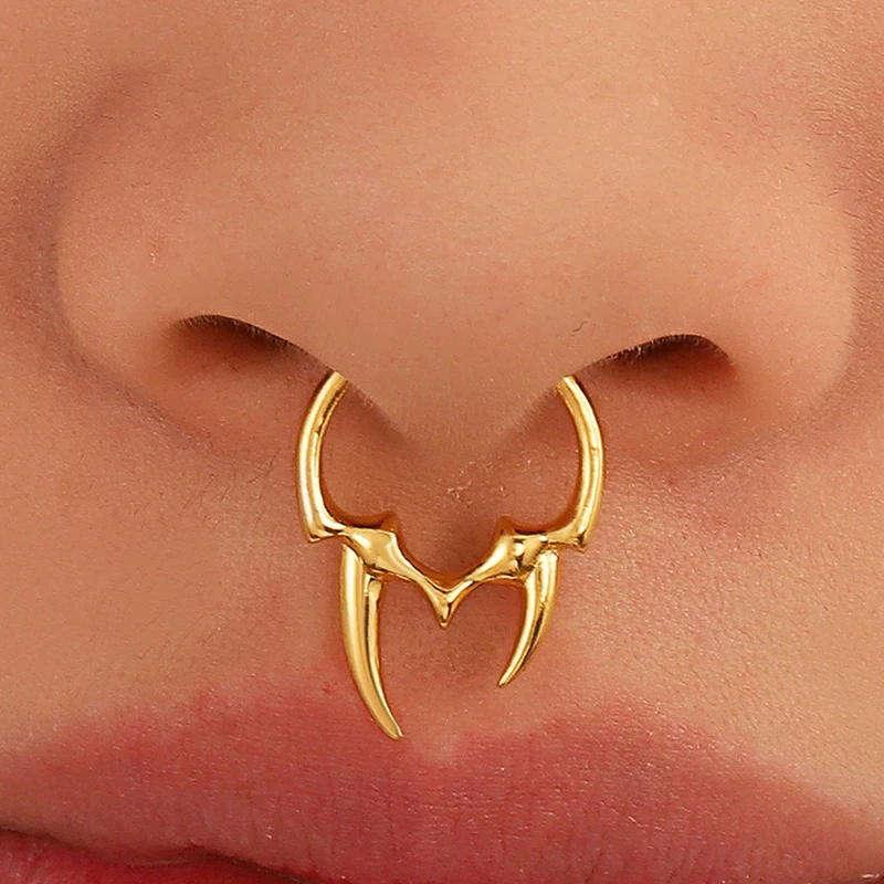 Gothic Irregular Horn Nose Clip Non Piercing Fake Nose Ring Non Perforation Body Jewelry