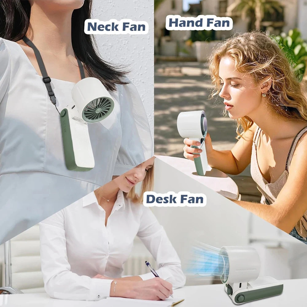 Mini Handheld Fan 3600mAh Rechargeable Battery Portable Fan Foldable Hanging Neck Fan Hand Held Outdoor Camping Ice Cooling Fan image 3