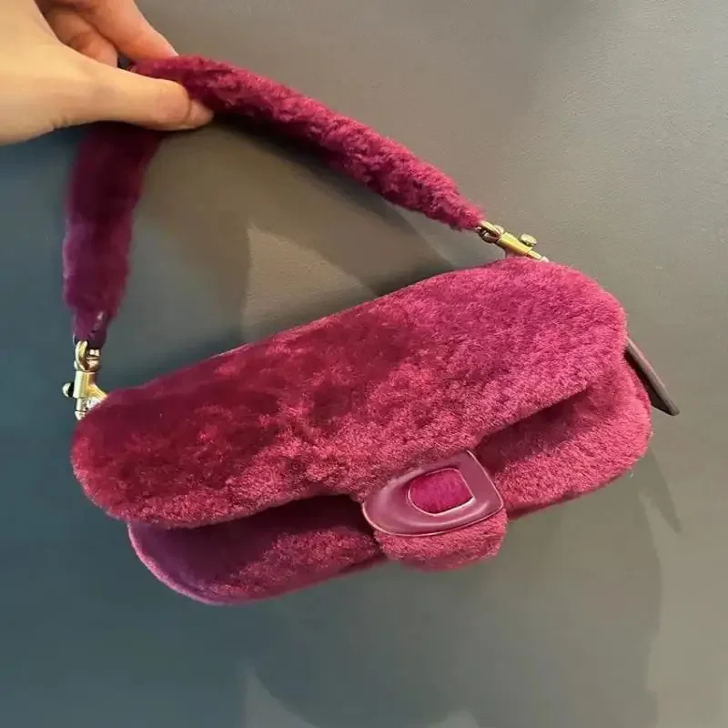 Borsa a tracolla multifunzionale a spalla singola in peluche premium da donna di alta qualità borsa a tracolla semplice e carina