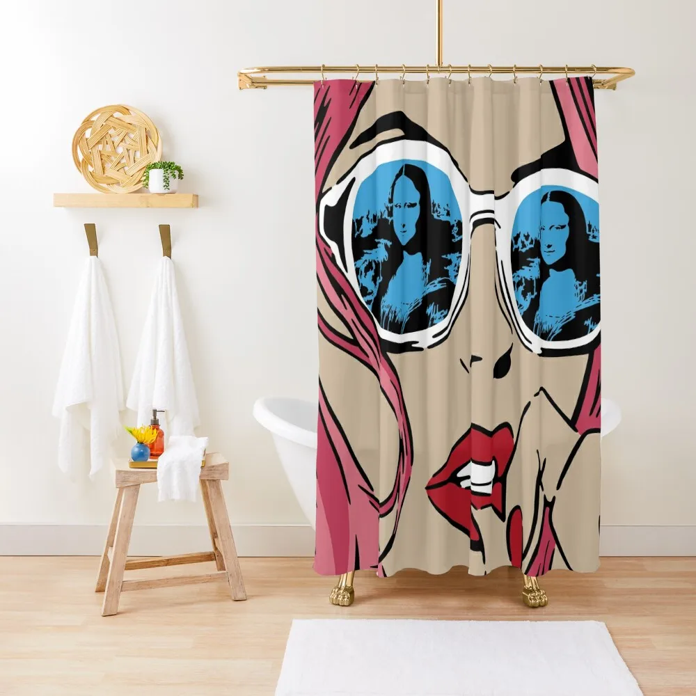 

MONA LISA REFLECTIONS PINK Shower Curtain Bathroom And Shower Bathroom Accessorys Waterproof Bathroom Shower Curtain