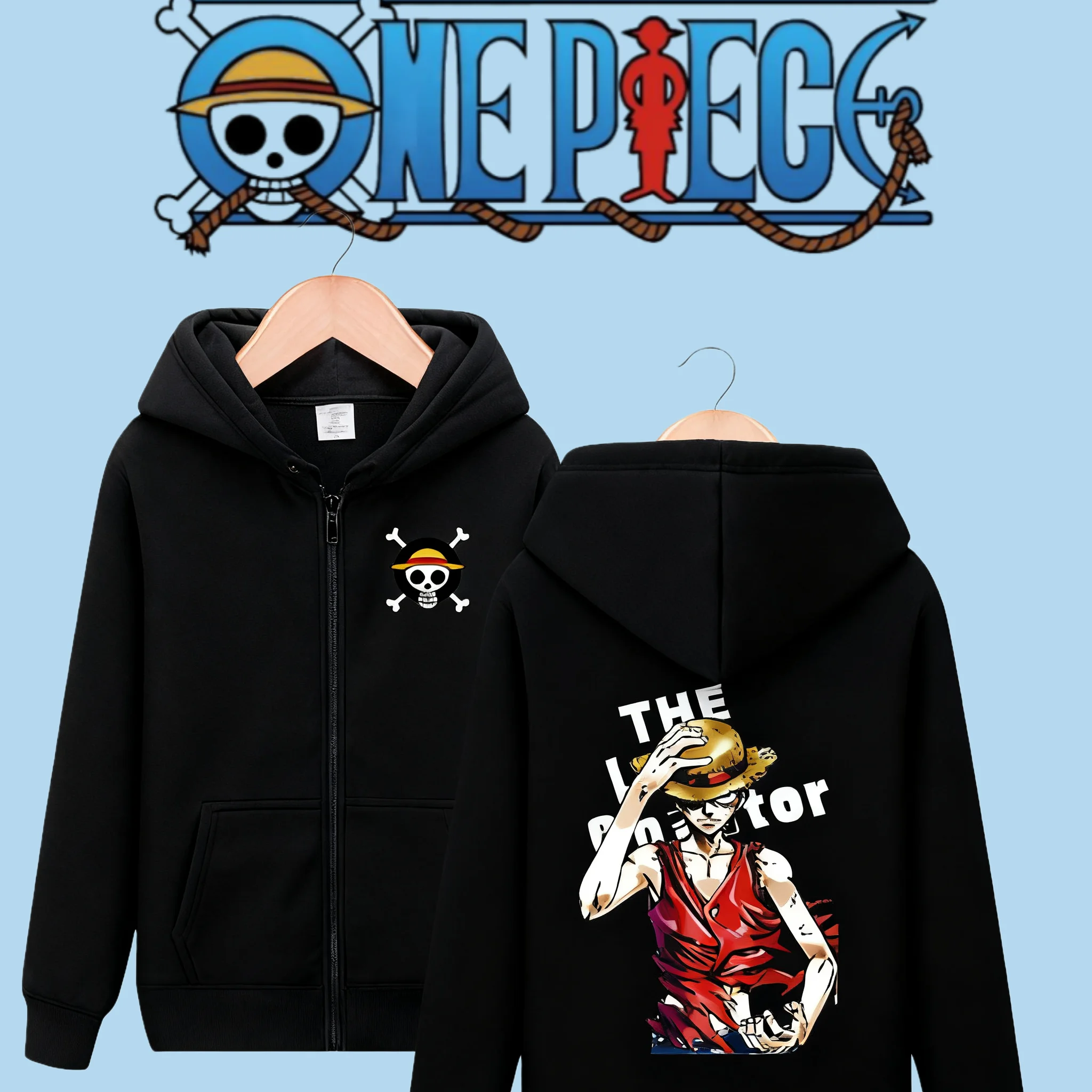 

One Piece Anime Luffy Hoodie 2025 Autumn/Winter New Men's Women's Casual Cotton Cartoon Pattern Printed Zipper Sweatshirt
