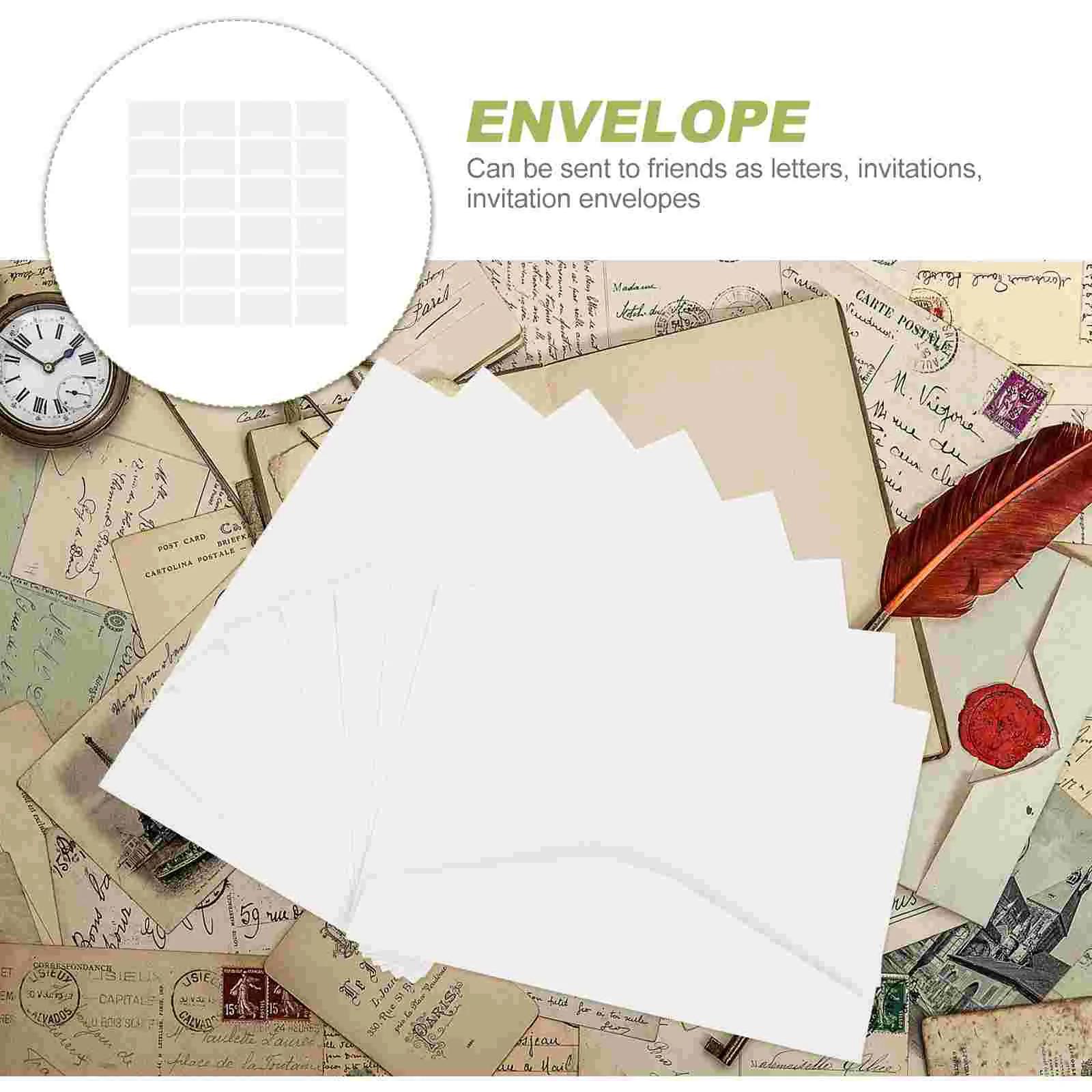 Envelope de papel grosso para cartões, envelopes brancos, grosso e portátil, 50 PCs