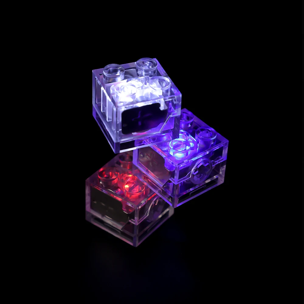 Kyglairng 1 pcs 2x2 LED light up Brick Colorful compatible For LEGO Building Blocks Toys For children