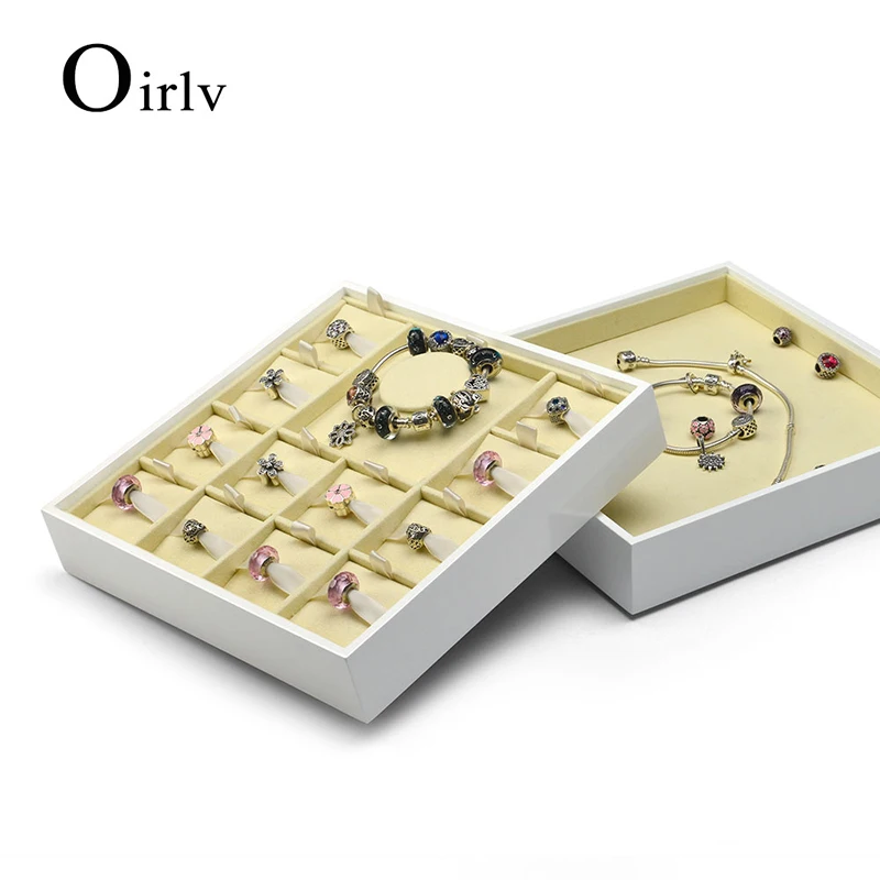 

Oirlv White Bracelet Bead Display Tray Organizer Bead Trays Velvet Jewelry Display Tray Storage Beads White Jewelry Bead Tray