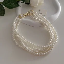 Vintage Geometric Metal Buckles Multilayer Pearl Necklaces For Women Hyperbole Choker Collores Wedding Party Jewelry