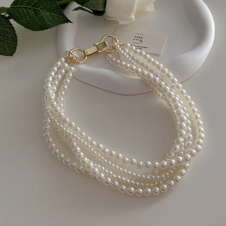 Vintage geometryczne metalowe klamry wielowarstwowe naszyjniki z pereł dla kobiet hiperbola Choker Collores Wedding Party Jewelry