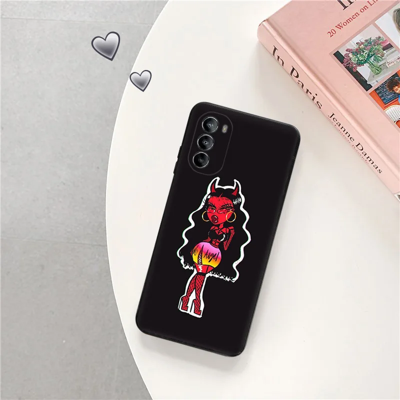 Ultra Thin Soft Phone Case for Motorola G9 Edge 20 30 40 G50 G51 G60 G71 G22 G32 G52 G72 G53 G73 Black Girl Cartoon Lovely Cover