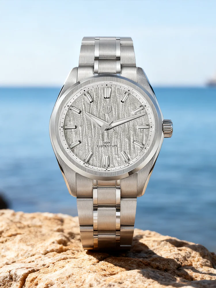 Watchdives Neue WD0003C Quarzuhren für Herren, 38 mm, Eisriss-Textur, VH31-Uhr, AR-Saphir, wasserdicht, Edelstahl, Luxusuhr
