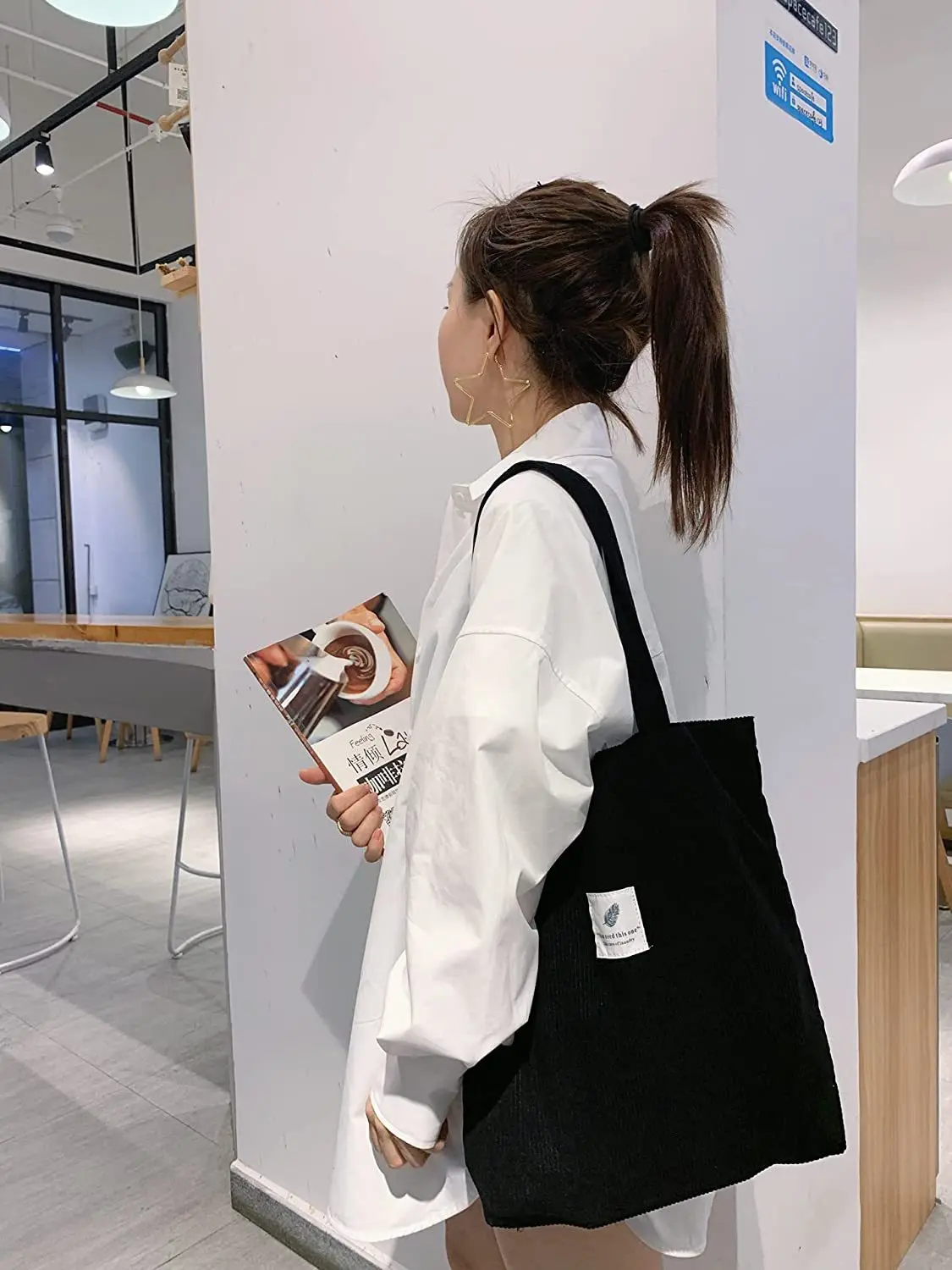 JIOMAY 2025 Damen Cord-Shopper-Tasche Stilvolle Tragetasche - Langlebige Casual Große Einkaufstasche mit Hoher Kapazität Perfekt für den Täglichen Gebrauch – Detail 13