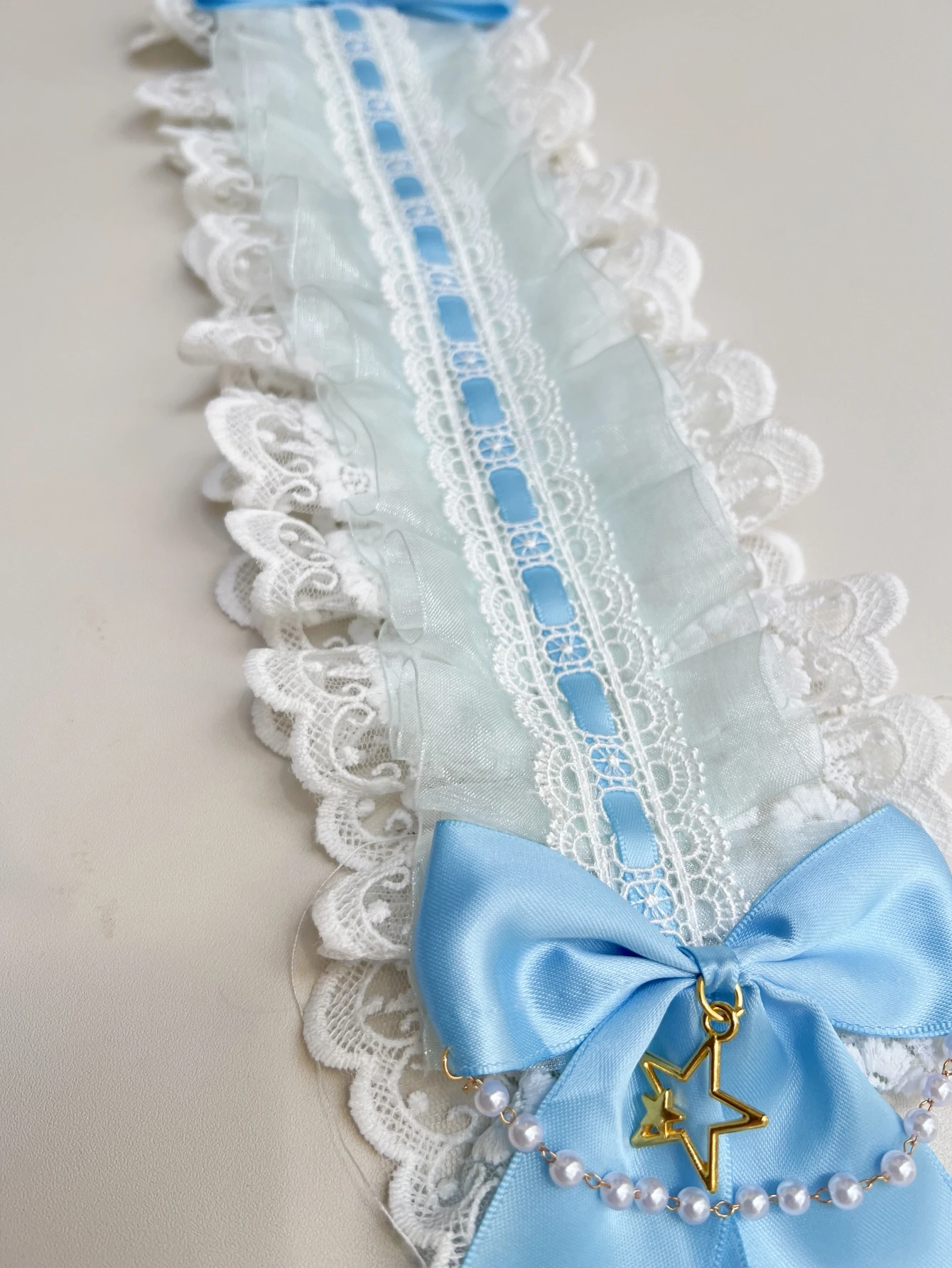 Cosplay Lolita Breite Spitze Stirnband Bogen Rüschen Haarband Faux Perle Kette Kreuz Japanische Mädchen Maid Kopfschmuck Für Frauen